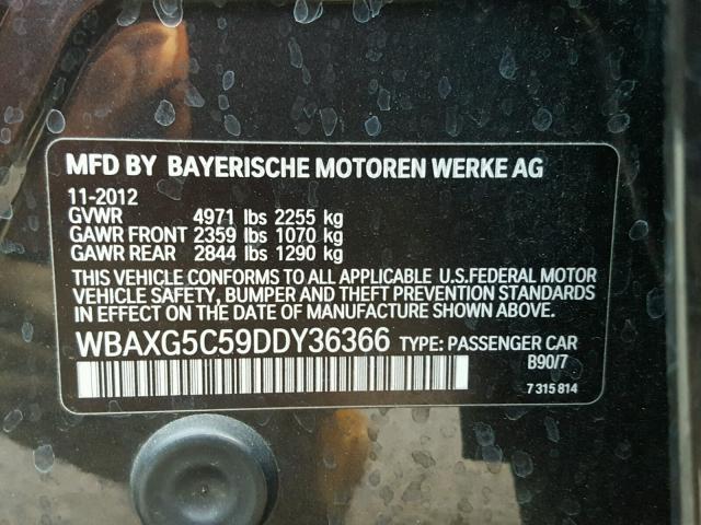 WBAXG5C59DDY36366 - 2013 BMW 528 I GRAY photo 10