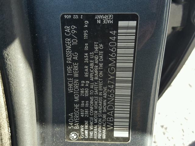 WBADN6347YGM66044 - 2000 BMW 540 I AUTO BLUE photo 10