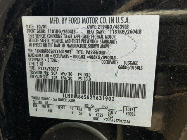 1LNHM86S62Y631902 - 2002 LINCOLN LS 黑色 照片 10