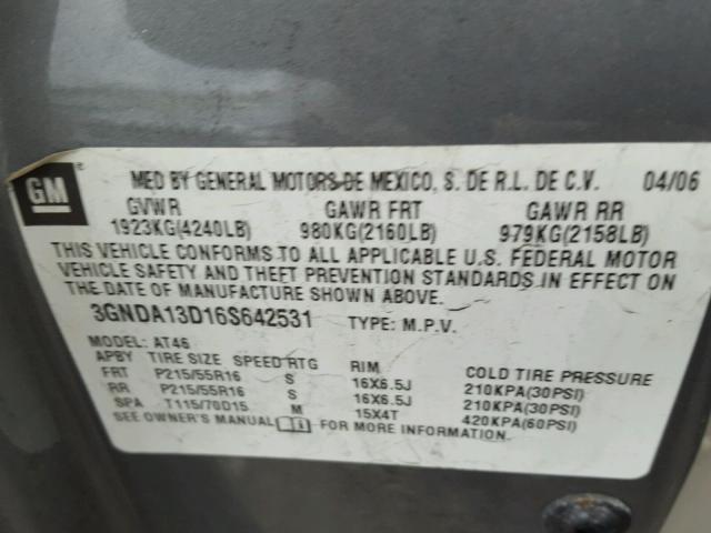 3GNDA13D16S642531 - 2006 CHEVROLET HHR LS Boz foto 10