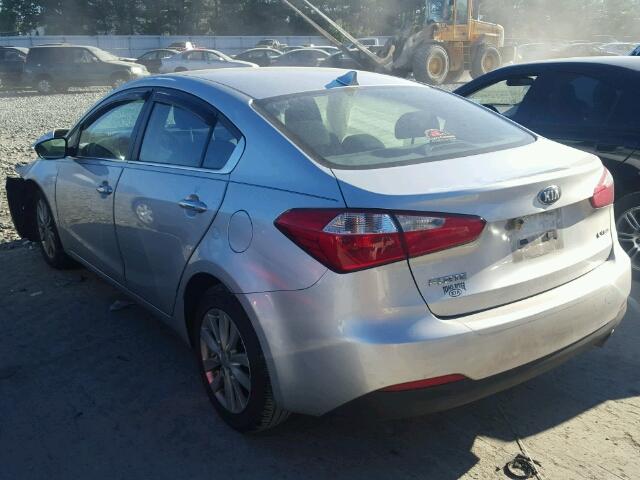 KNAFX4A87E5106129 - 2014 KIA FORTE EX SILVER photo 3