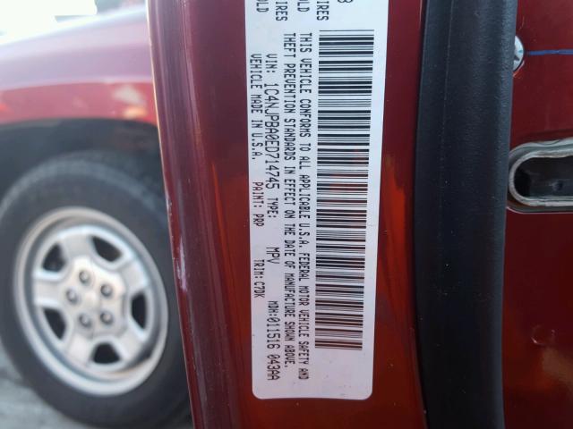 1C4NJPBA0ED714745 - 2014 JEEP PATRIOT SP RED photo 10