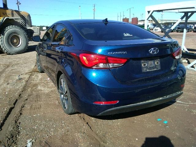 5NPDH4AE9FH625374 - 2015 HYUNDAI ELANTRA SE BLUE photo 3