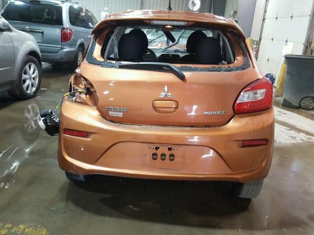 ML32A3HJ9HH001281 - 2017 MITSUBISHI MIRAGE ES ORANGE photo 9