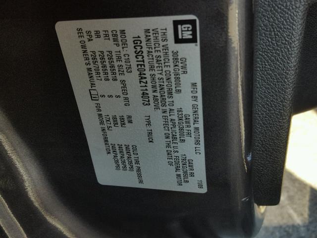 1GCSCTE04AZ114073 - 2010 CHEVROLET SILVERADO GRAY photo 10