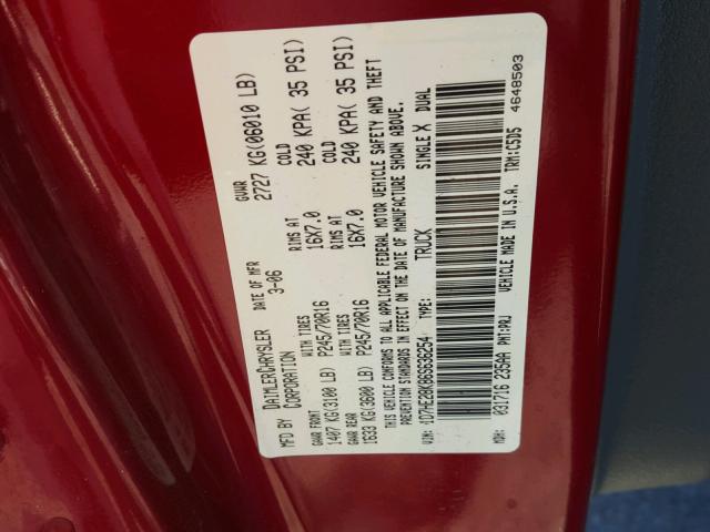 1D7HE28K86S636254 - 2006 DODGE DAKOTA QUA RED photo 10