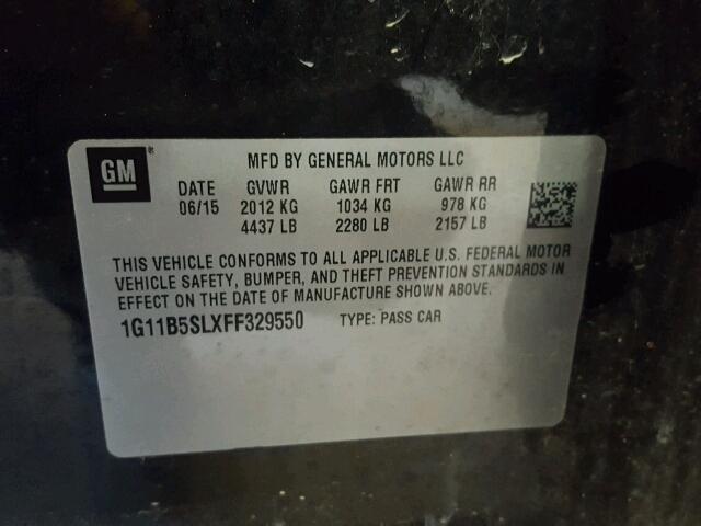 1G11B5SLXFF329550 - 2015 CHEVROLET MALIBU LS BLACK photo 10