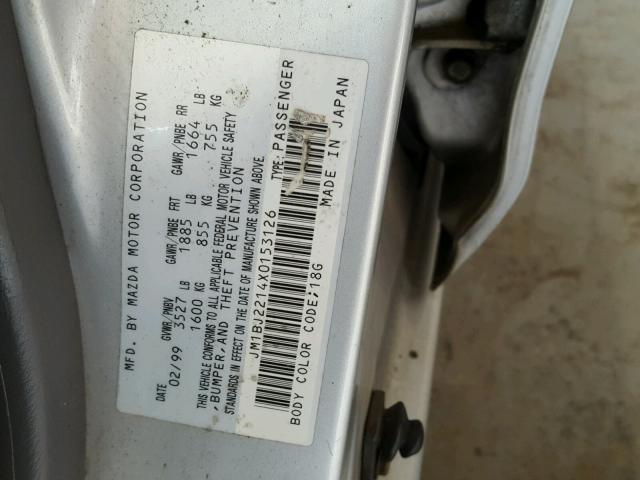JM1BJ2214X0153126 - 1999 MAZDA PROTEGE ES 银色 照片 10