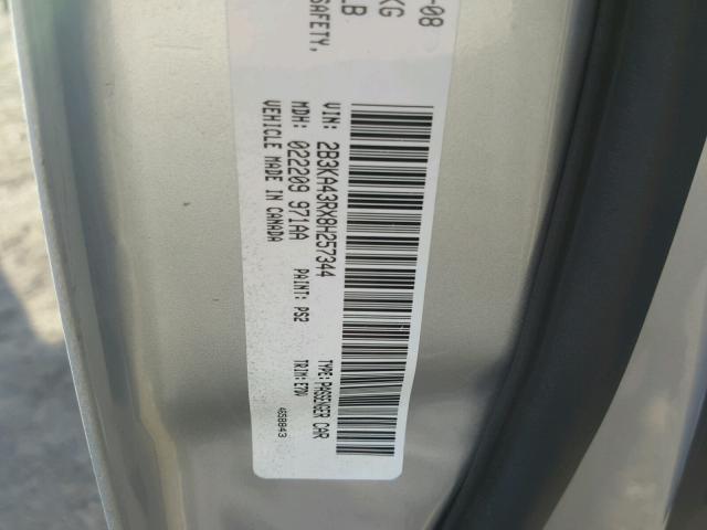 2B3KA43RX8H257344 - 2008 DODGE CHARGER SILVER photo 10