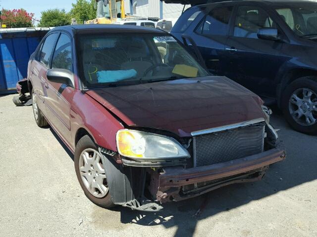 2HGES16522H578867 - 2002 HONDA CIVIC LX BURGUNDY photo 1