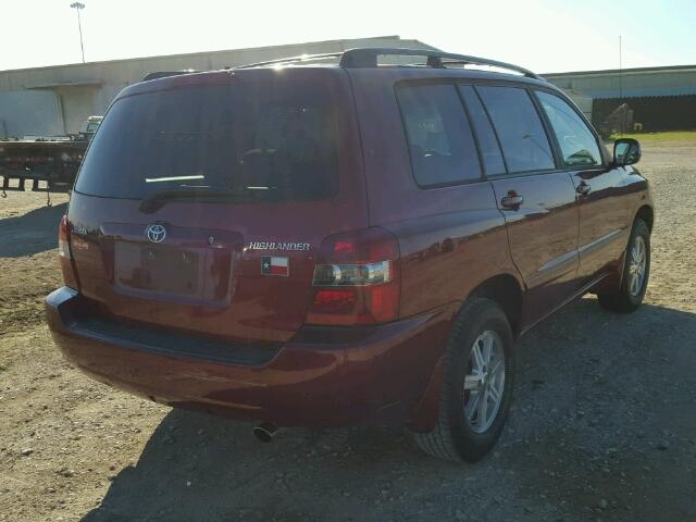 JTEGD21A460149313 - 2006 TOYOTA HIGHLANDER RED photo 4