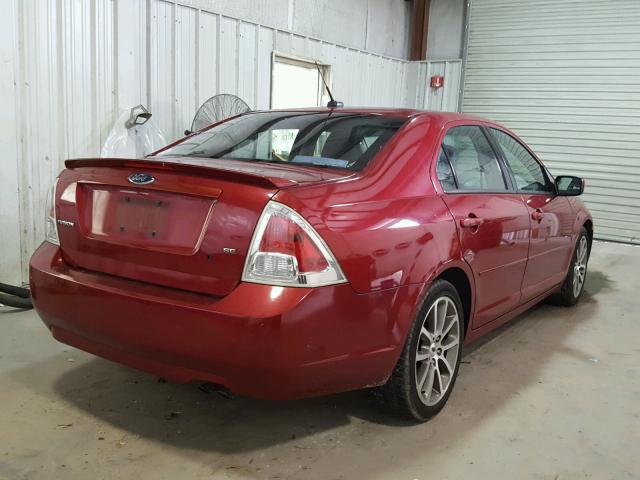 3FAHP07Z69R102229 - 2009 FORD FUSION RED photo 4