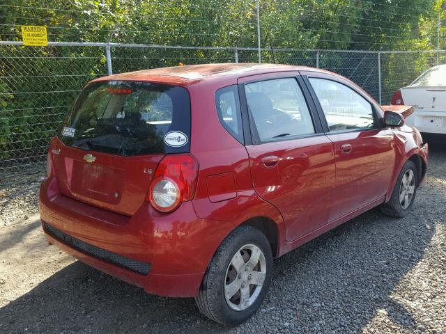 KL1TD66E29B630571 - 2009 CHEVROLET AVEO LS RED photo 4