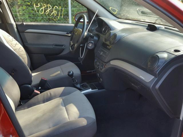 KL1TD66E29B630571 - 2009 CHEVROLET AVEO LS RED photo 5