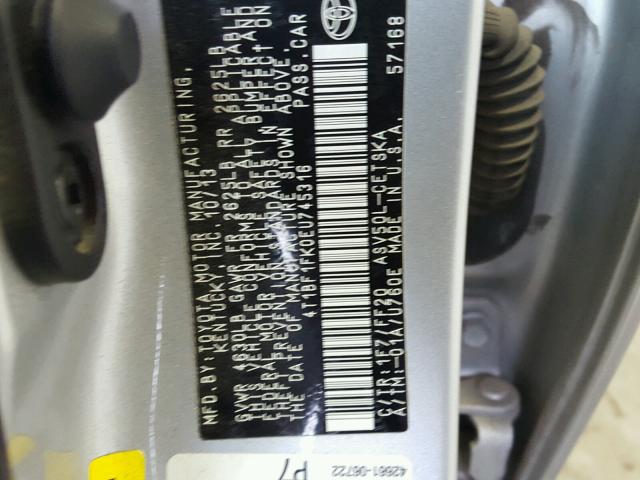 4T1BF1FK0EU745316 - 2014 TOYOTA CAMRY L SILVER photo 10