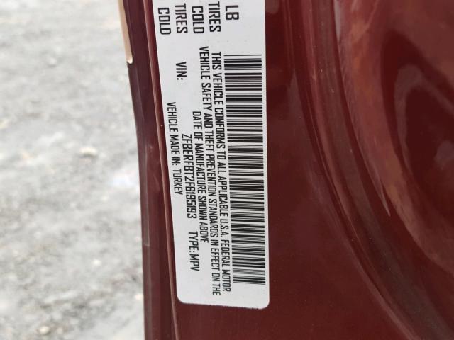 ZFBERFBT2F6195193 - 2015 RAM PROMASTER მუქწითელი ფოტო 10