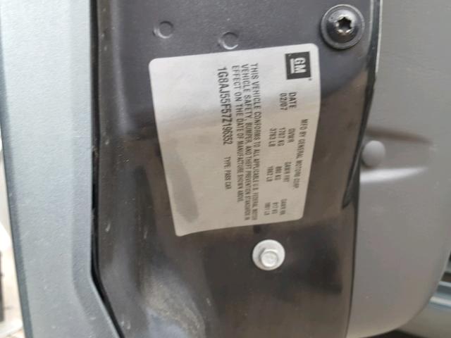 1G8AJ55F57Z196352 - 2007 SATURN ION LEVEL GRAY photo 10