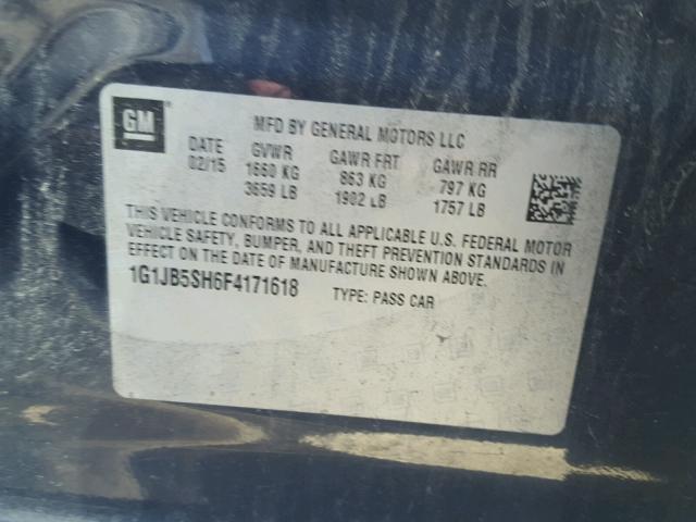 1G1JB5SH6F4171618 - 2015 CHEVROLET SONIC LS 蓝色 照片 10