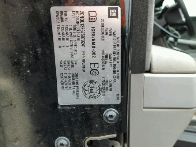 2CNDL13F376079241 - 2007 CHEVROLET EQUINOX LS BLACK photo 10