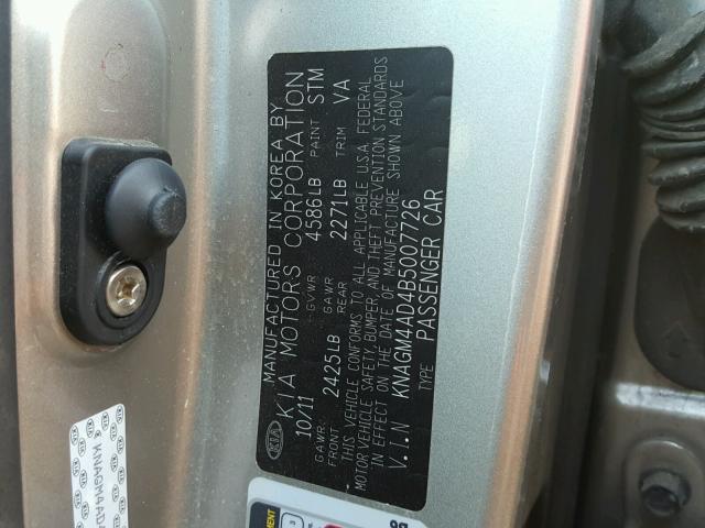 KNAGM4AD4B5007726 - 2011 KIA OPTIMA HYB BLACK photo 10