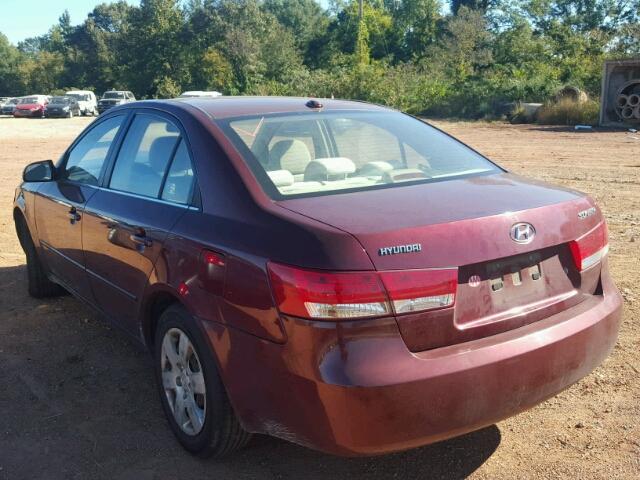 5NPET46C88H375915 - 2008 HYUNDAI SONATA GLS MAROON photo 3