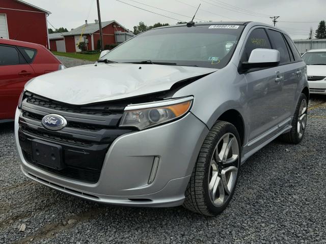 2FMDK4AK1BBA33380 - 2011 FORD EDGE SPORT SILVER photo 2