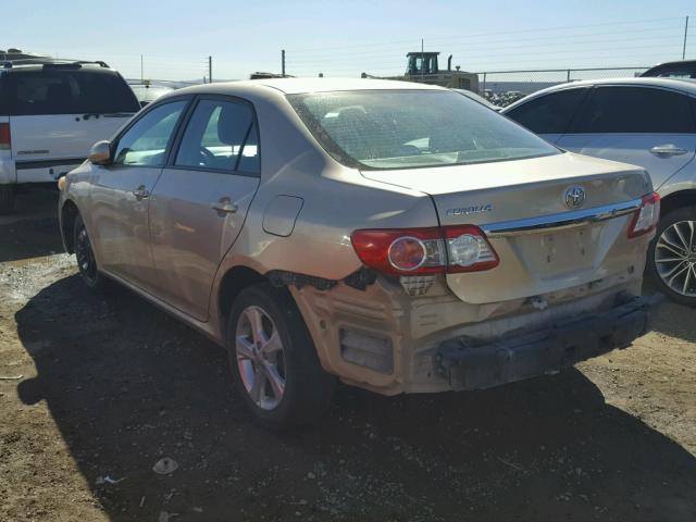 2T1BU4EE0BC631381 - 2011 TOYOTA COROLLA BA GOLD photo 3