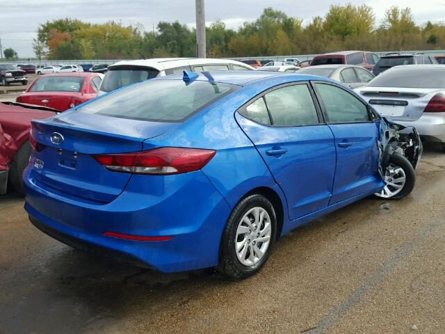 KMHD74LF1HU394449 - 2017 HYUNDAI ELANTRA SE BLUE photo 4