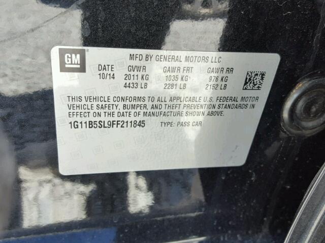 1G11B5SL9FF211845 - 2015 CHEVROLET MALIBU LS BLACK photo 10