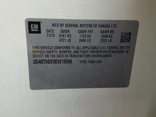 2G4GT5GX9E9215598 - 2014 BUICK REGAL GS 白色 照片 10