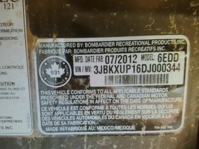 3JBKXUP16DJ000344 - 2013 CAN-AM COMMANDER BLACK photo 10