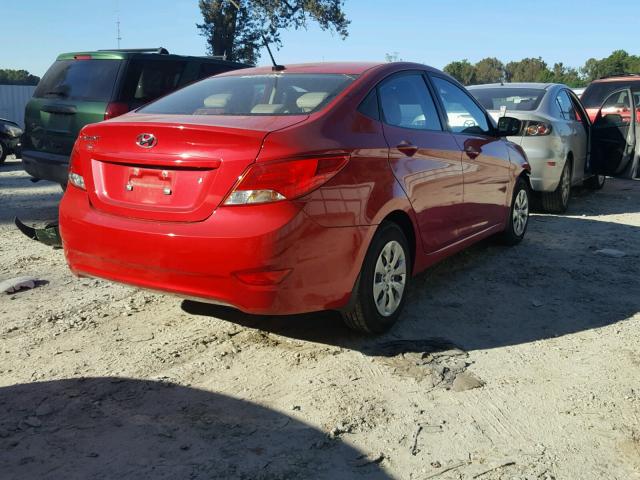 KMHCT4AE2GU152592 - 2016 HYUNDAI ACCENT SE RED photo 4