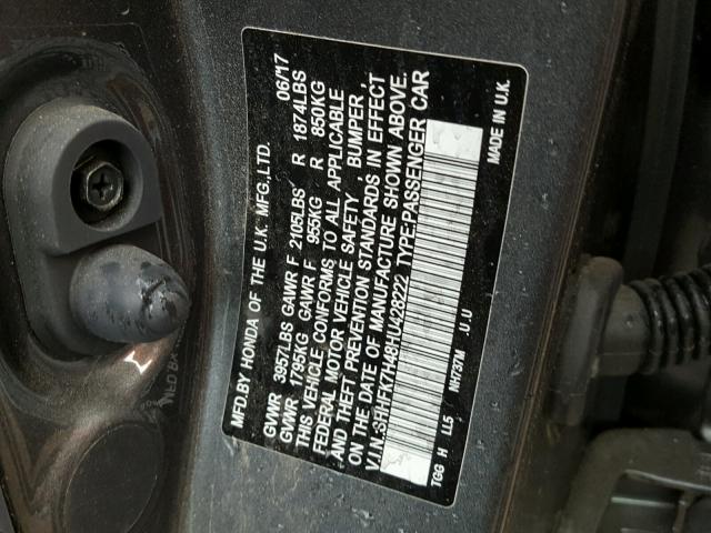 SHHFK7H48HU428222 - 2017 HONDA CIVIC SPOR CHARCOAL photo 10