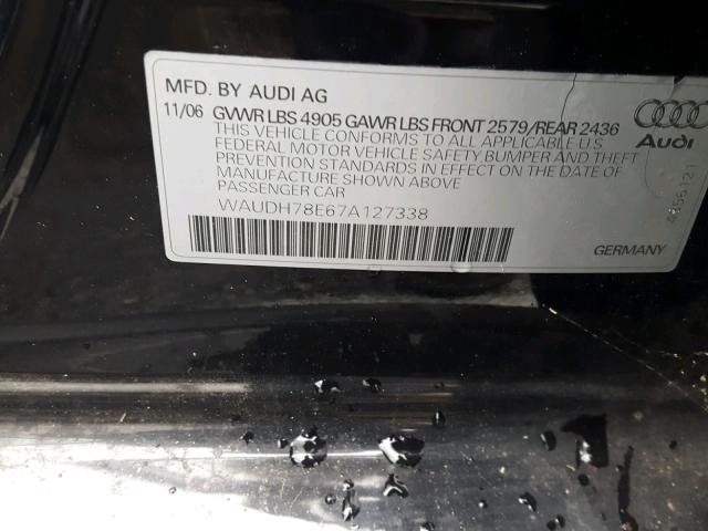 WAUDH78E67A127338 - 2007 AUDI A4 3.2 QUA BLACK photo 10