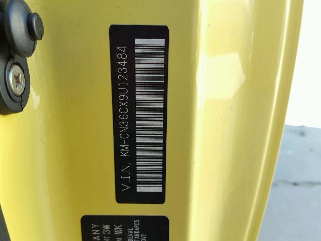 KMHCN36CX9U123484 - 2009 HYUNDAI ACCENT YELLOW photo 10