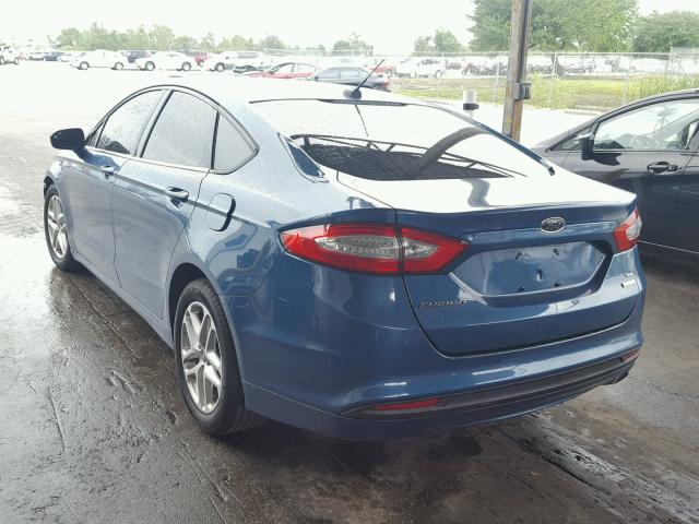 3FA6P0HRXDR149973 - 2013 FORD FUSION BLUE photo 3