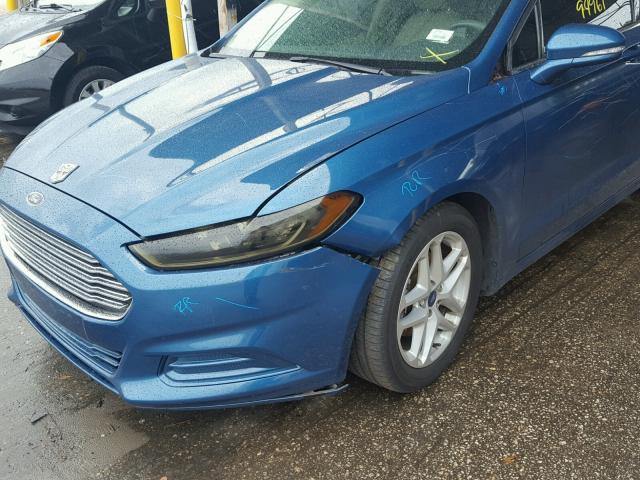 3FA6P0HRXDR149973 - 2013 FORD FUSION BLUE photo 9