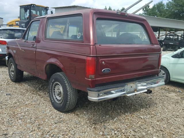 1FMEU15N9NLA72448 - 1992 FORD BRONCO U10 MAROON photo 3