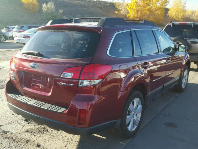 4S4BRCKC4C3301599 - 2012 SUBARU OUTBACK RED photo 4