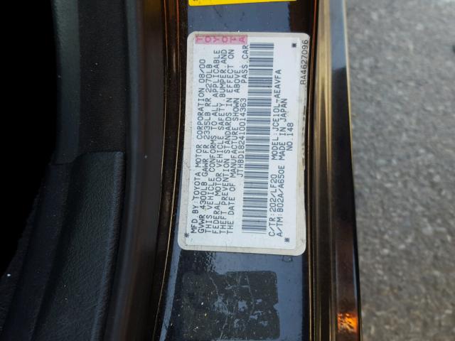 JTHBD182410014363 - 2001 LEXUS IS 300 BLACK photo 10