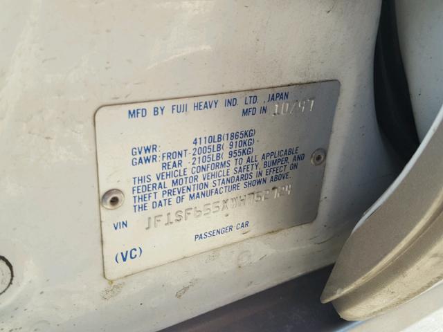 JF1SF655XWH752724 - 1998 SUBARU FORESTER S WHITE photo 10