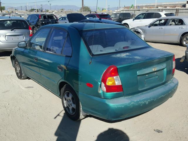 KMHCG45C51U173845 - 2001 HYUNDAI ACCENT GREEN photo 3