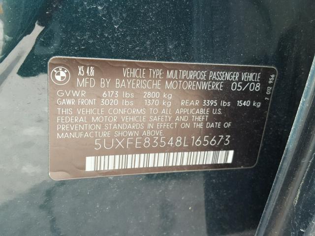 5UXFE83548L165673 - 2008 BMW X5 GREEN photo 10