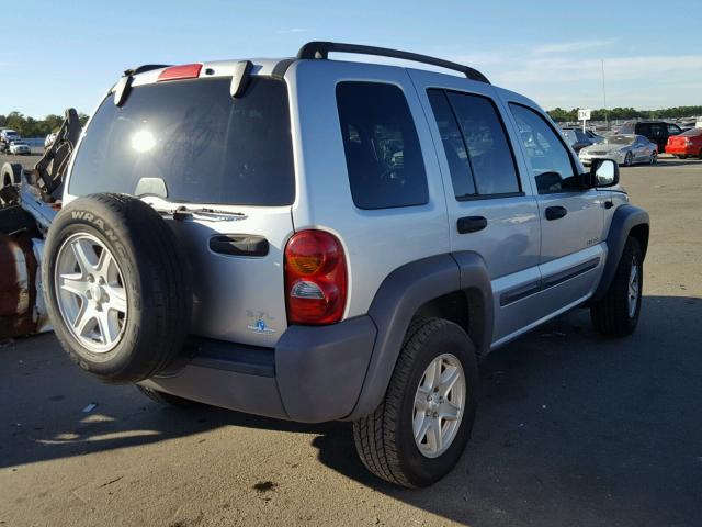 1J4GL48K74W141535 - 2004 JEEP LIBERTY SP SILVER photo 4