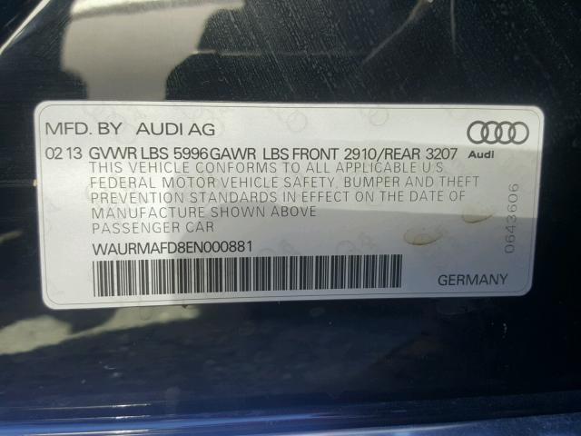 WAURMAFD8EN000881 - 2014 AUDI A8 L TDI 黑色 照片 10