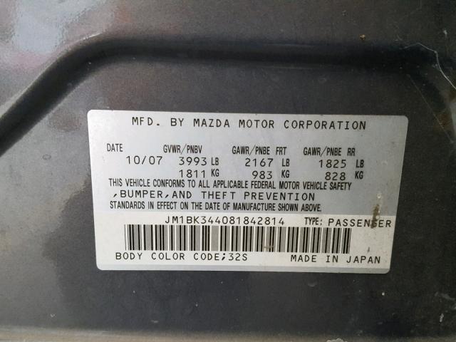 JM1BK344081842814 - 2008 MAZDA 3 HATCHBAC GRAY photo 10