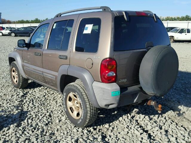 1J4GL48K72W149678 - 2002 JEEP LIBERTY SP BROWN photo 3