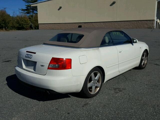 WAUAC48H25K014956 - 2005 AUDI A4 WHITE photo 4