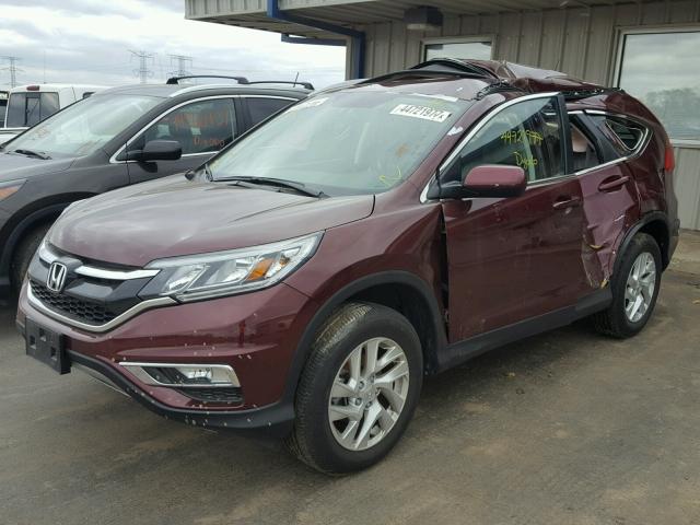 5J6RM4H7XFL046408 - 2015 HONDA CR-V EXL BURGUNDY photo 2