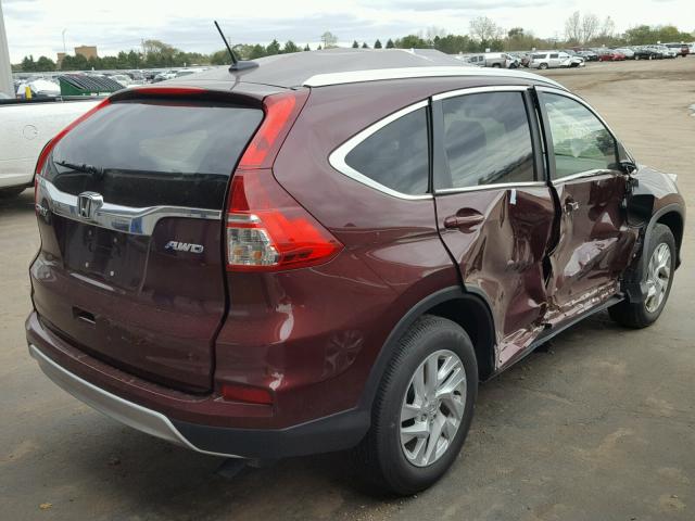 5J6RM4H7XFL046408 - 2015 HONDA CR-V EXL BURGUNDY photo 4